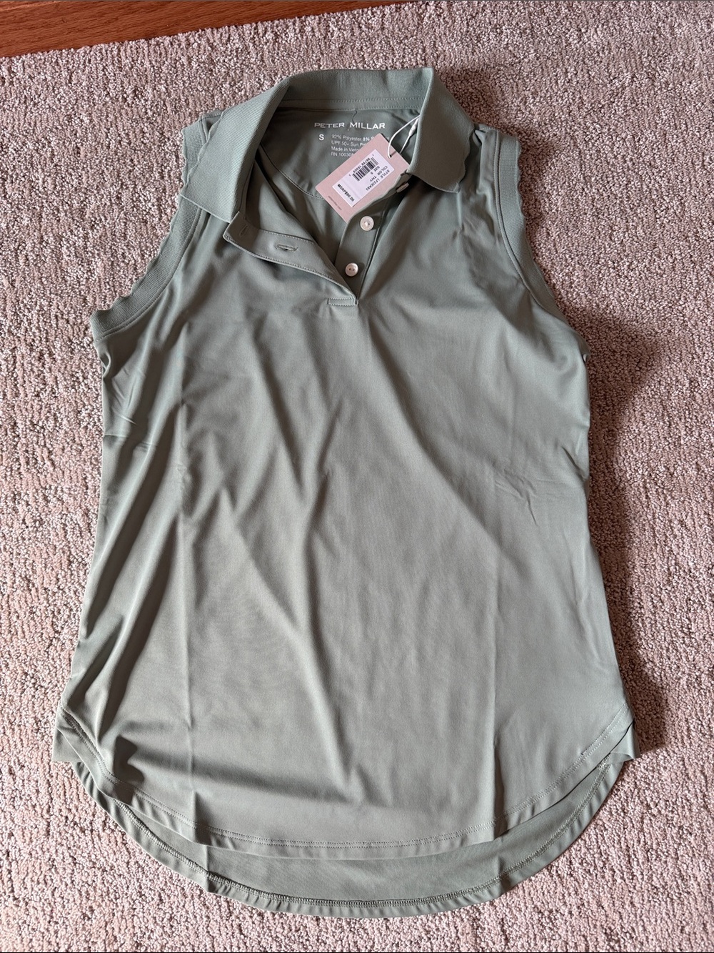 Peter Millar Sleeveless Polo Golf Top in Sage